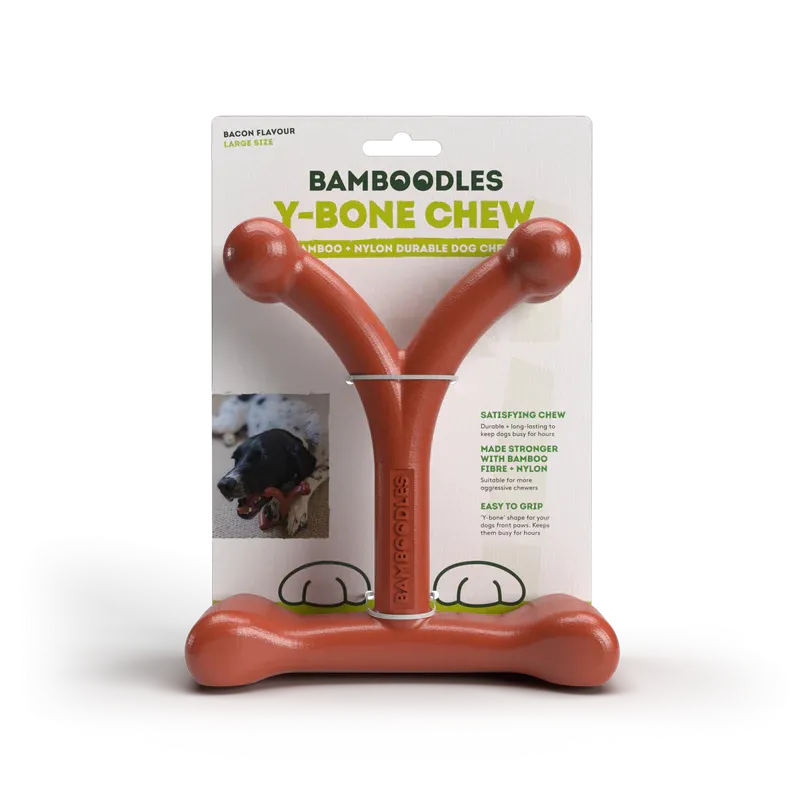 Bamboodles Large Bacon Y Bone Chew