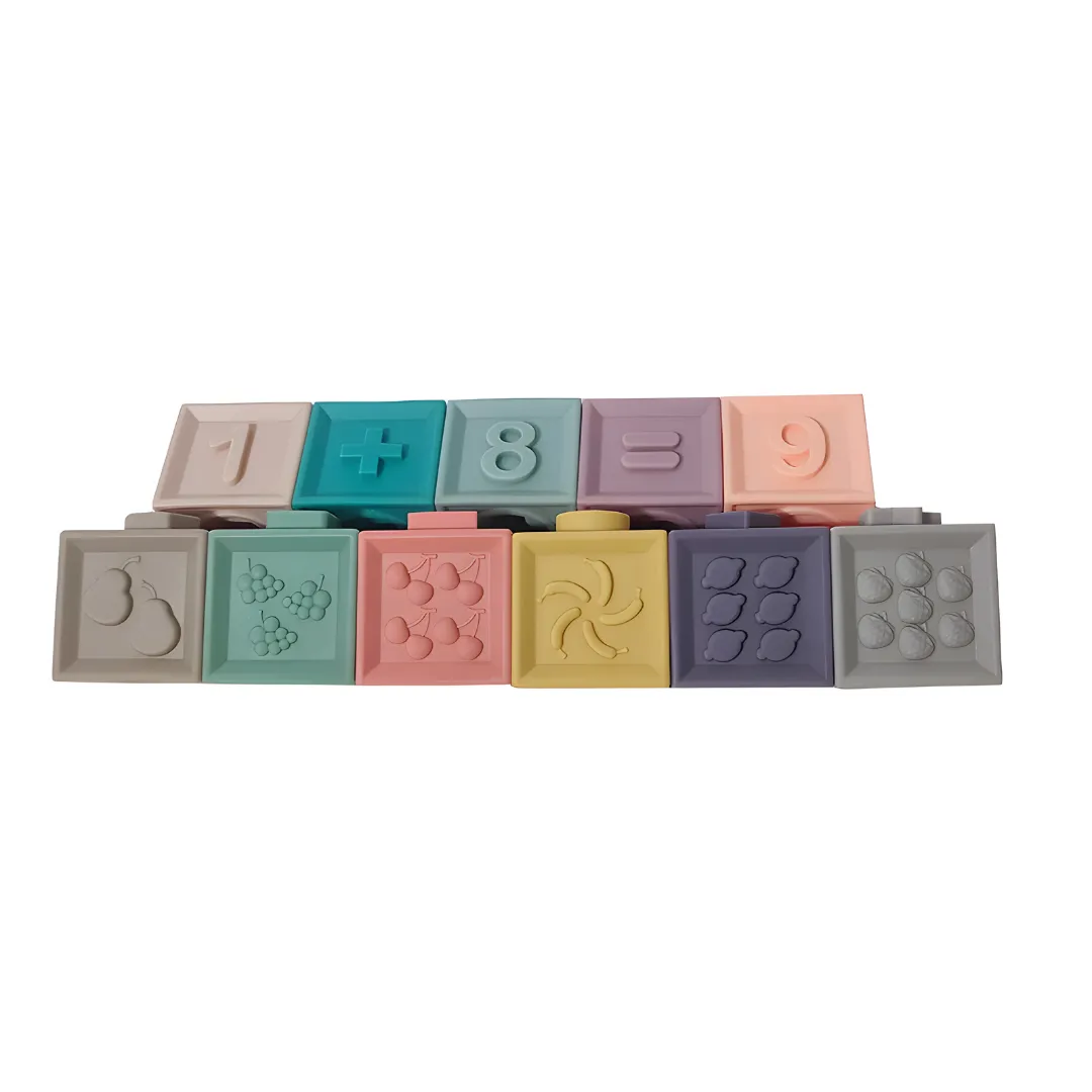 BPA-Free Silicone Baby Stacking Blocks Set 12 pieces