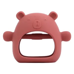 Brick Red Silicone Bear Teething Mitten