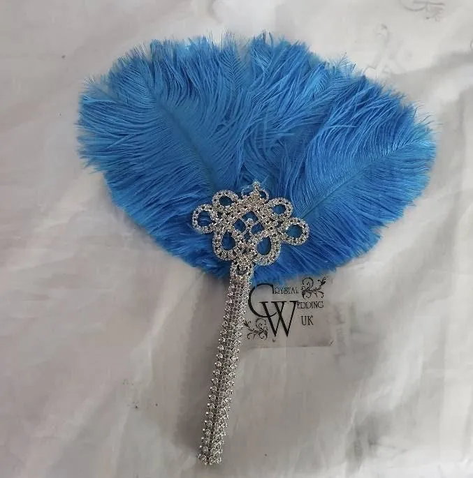 Bridesmaids Feather wand Fan, brooch bouquet, Alternative Bouquet by Crystal wedding uk