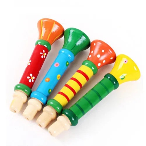 Brightly Colored Wooden Trumpet