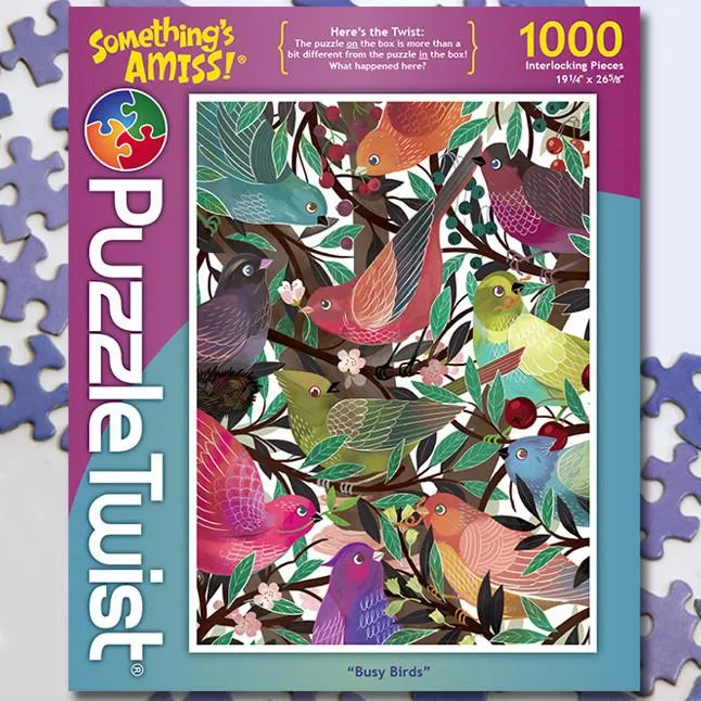 Busy Birds 1000 Piece Puzzle Twist Jigsaw Puzzle - Quick Ship