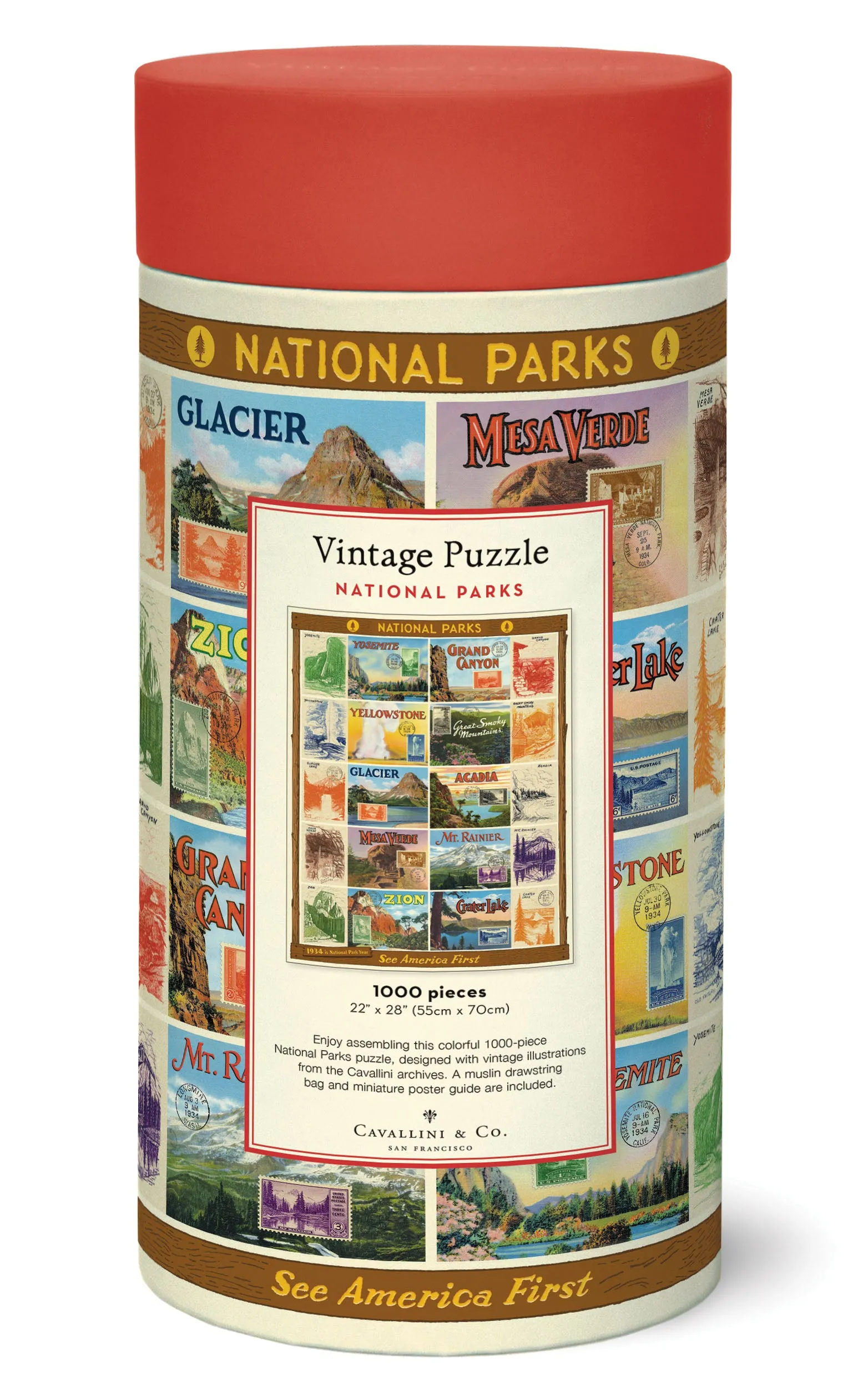 Cavallini & Co. National Parks Collage 1000 Piece Puzzle