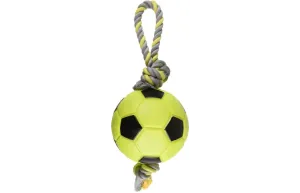 DOG TOY SPORTY TUG ROPE FOOTBALL