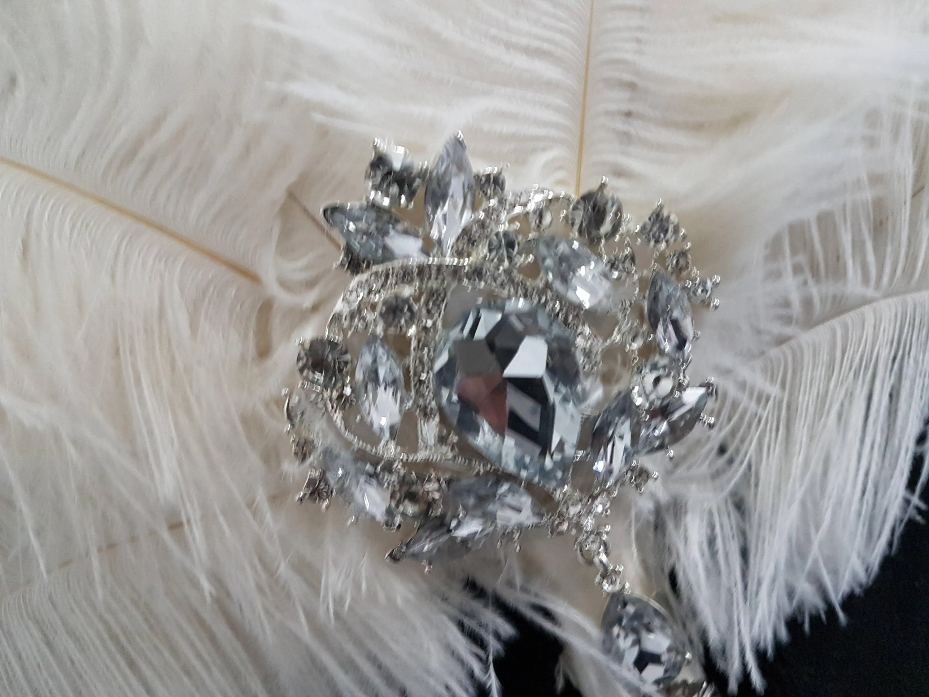 Feather Fan bouquet luxury alternative Bouquet Great Gatsby wedding style -ANY COLOUR Artificial bouquet by Crystal wedding uk