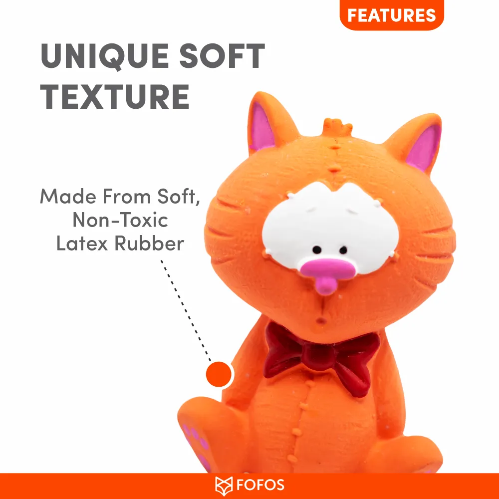 Fofos Latex Bi Cat Toy for Dogs | For Medium Chewers (Orange)