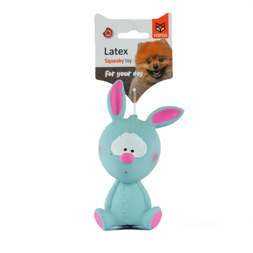 Fofos Latex Bi Rabbit Toy for Dogs | For Medium Chewers (Blue)