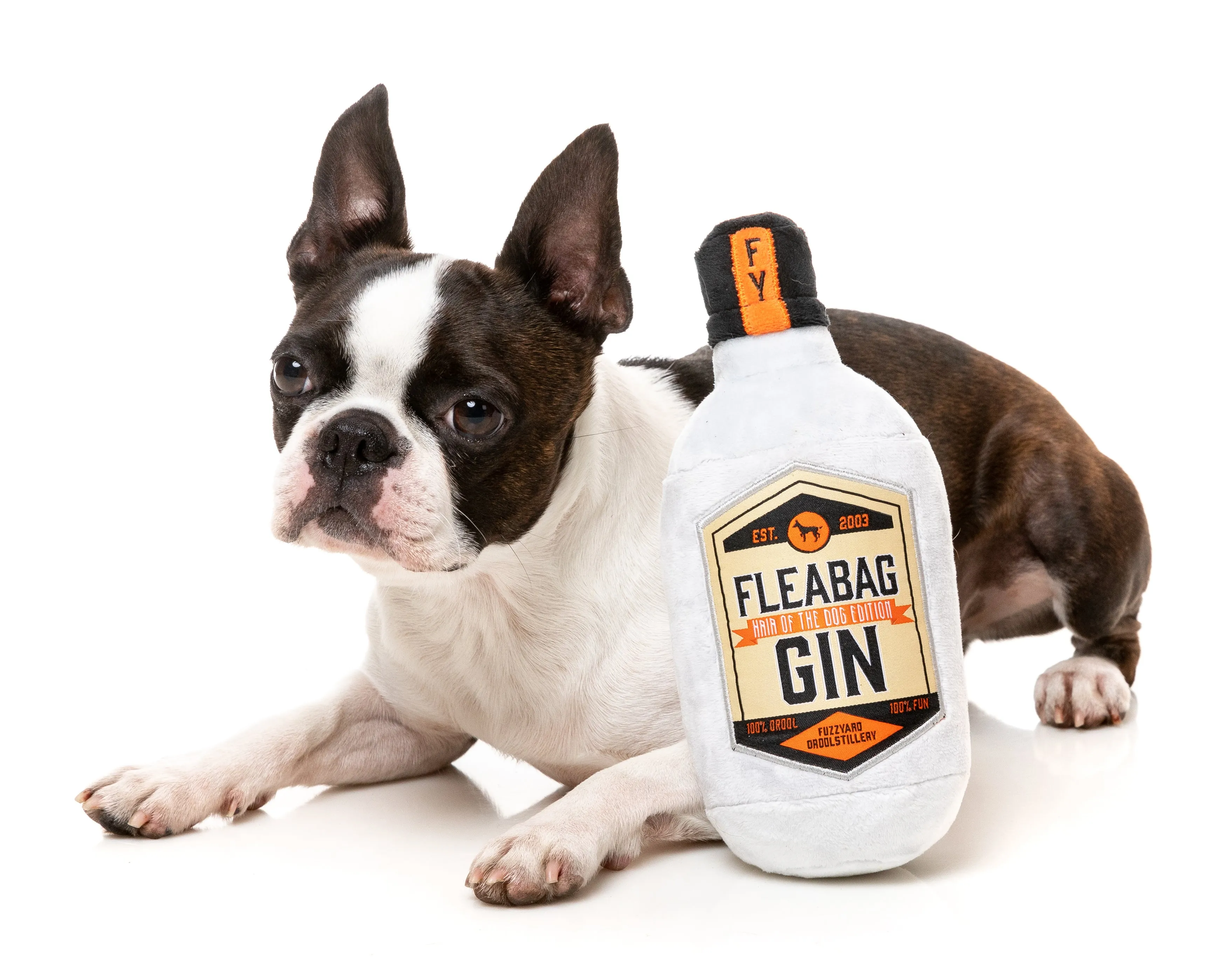 FuzzYard Squeaky Booze Plush Dog Toy (Fleabag Gin)