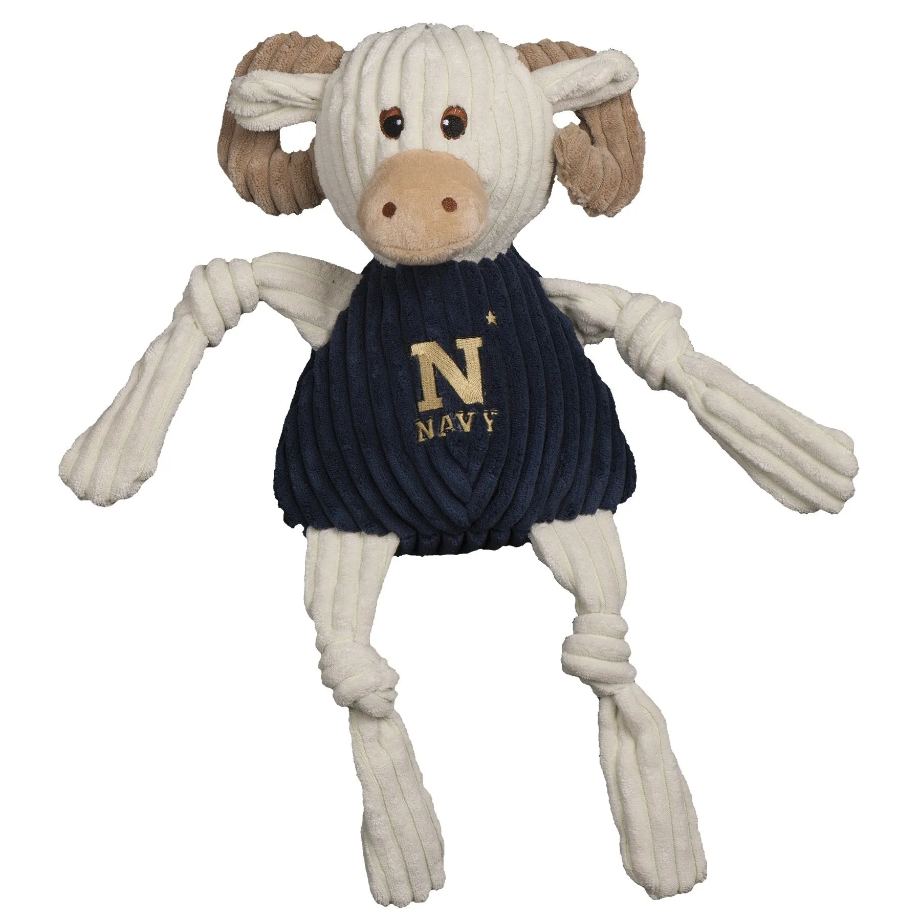 HuggleHounds Knottie Officially Licensed College Mascot Durable Squeaky Plush Dog Toy, Navy Midshipmen