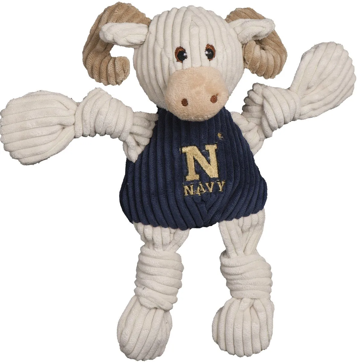 HuggleHounds Knottie Officially Licensed College Mascot Durable Squeaky Plush Dog Toy, Navy Midshipmen