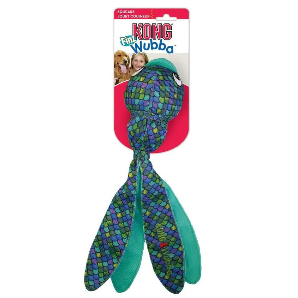 Kong Wubba Finz Blue Squeaky Toy For Dog