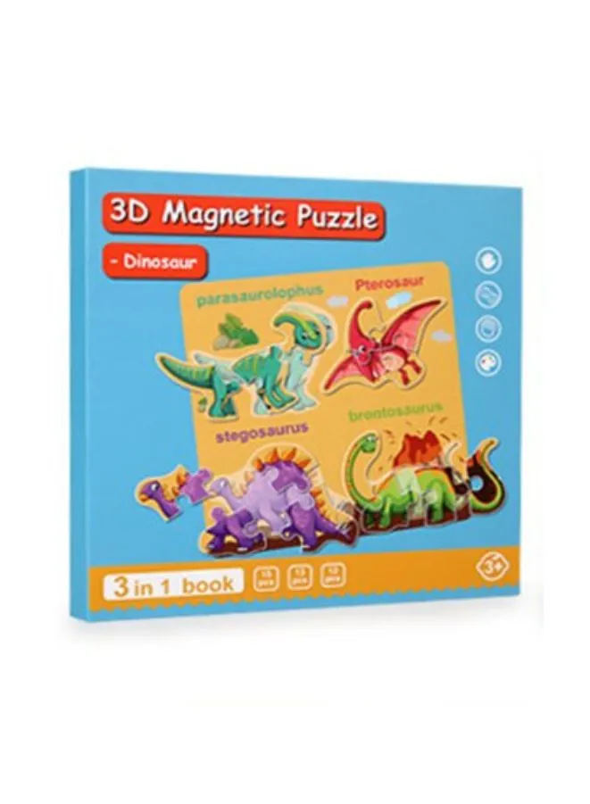 Montessori Magnetic Puzzle Books for Kids, Durable Reusable Paper Puzzles for Toddlers, Dinosaur