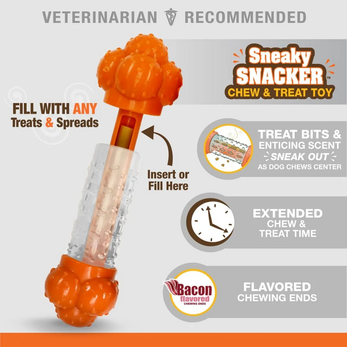 Nylabone Sneaky Snacker Bacon Flavored Dog Treat Toy Large Giant