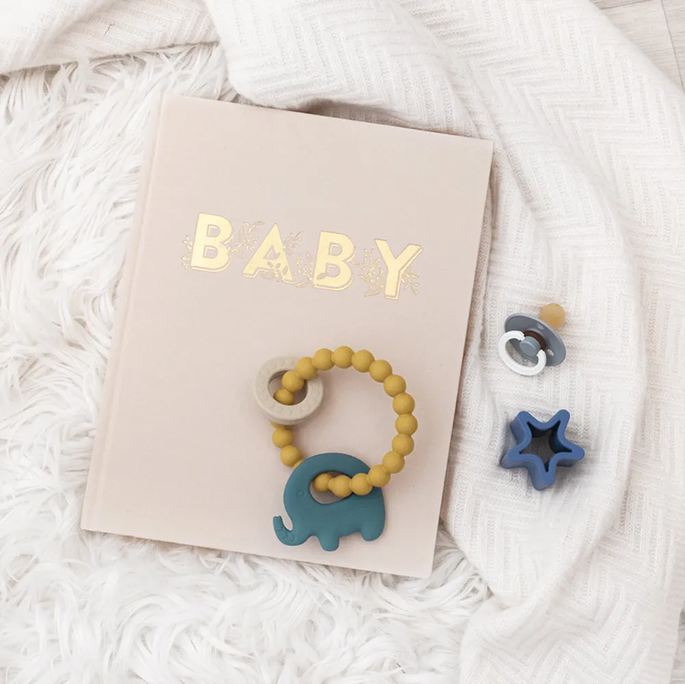 Playground by Living Textiles | Silicone Elephant Teether - Steel Blue