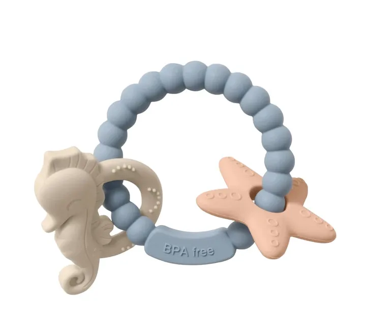 Seahorse Teething Ring - All Silicone - Slate