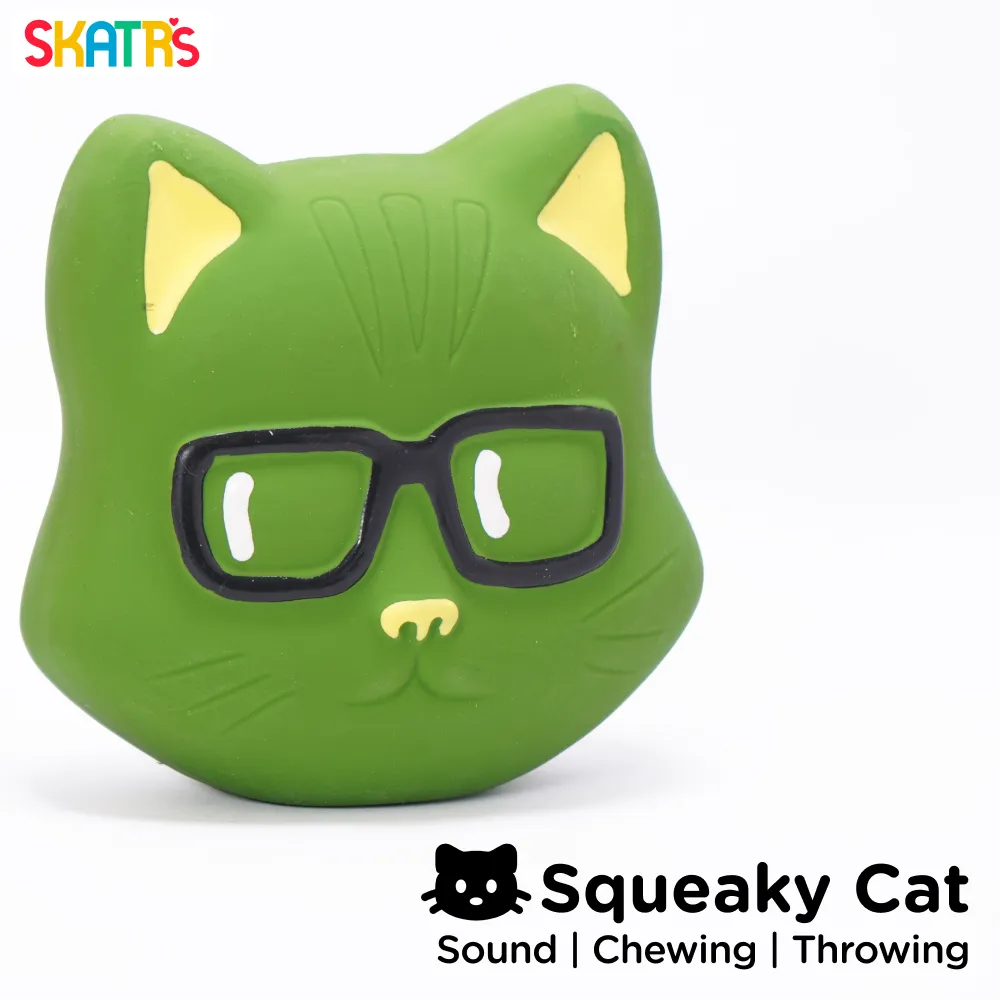 Skatrs Latex Squeaky Cat Toy for Dogs and Cats (Green)