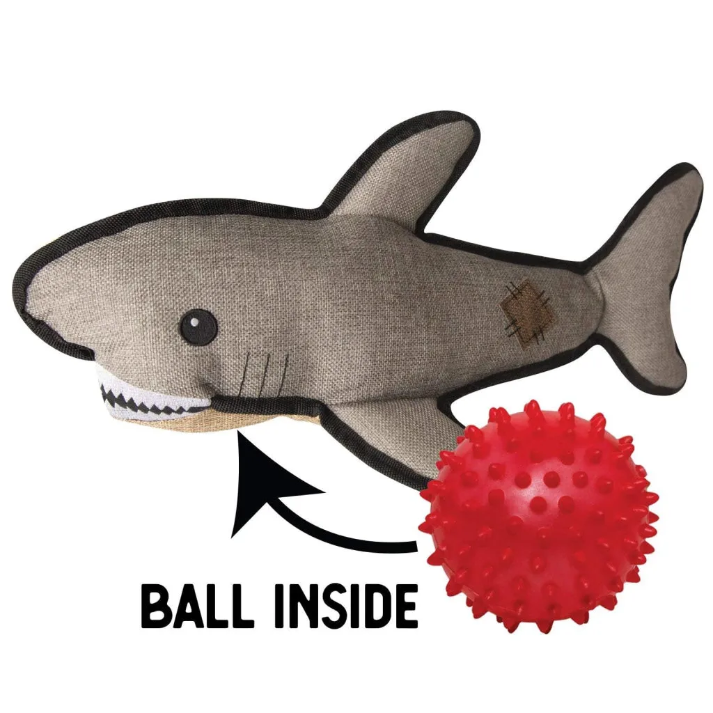 Snugarooz Saul the Shark with Rubber Spikey Ball Toy For Dogs (19")