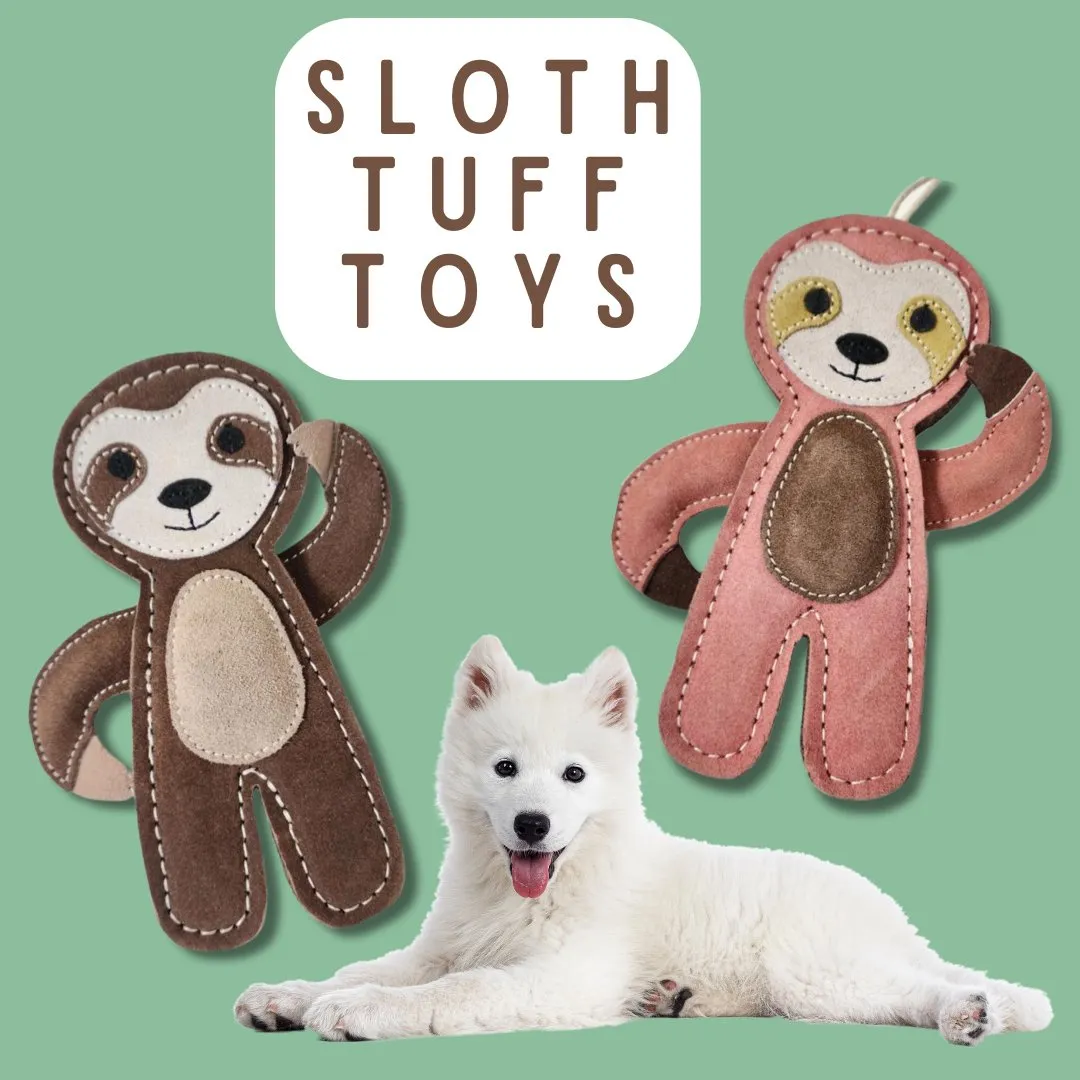 Tuff Toys eco-sourced Sloth Leather Dog Toys