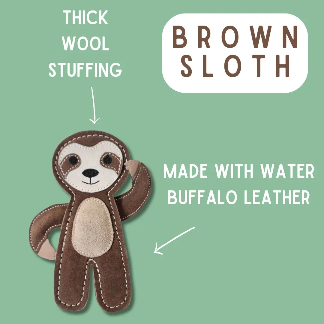 Tuff Toys eco-sourced Sloth Leather Dog Toys