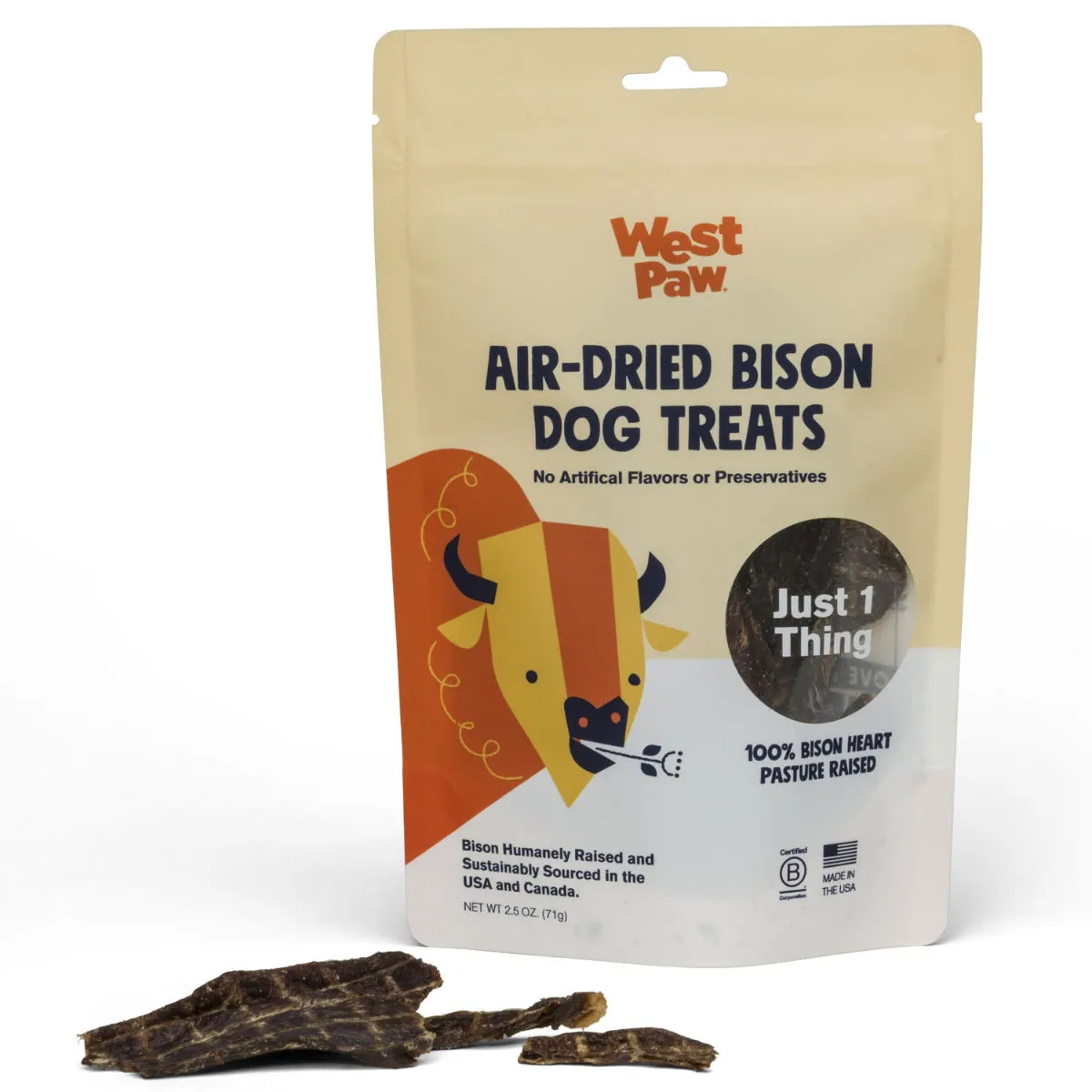 West Paw Air Dried Bison Heart Treats 2.5oz