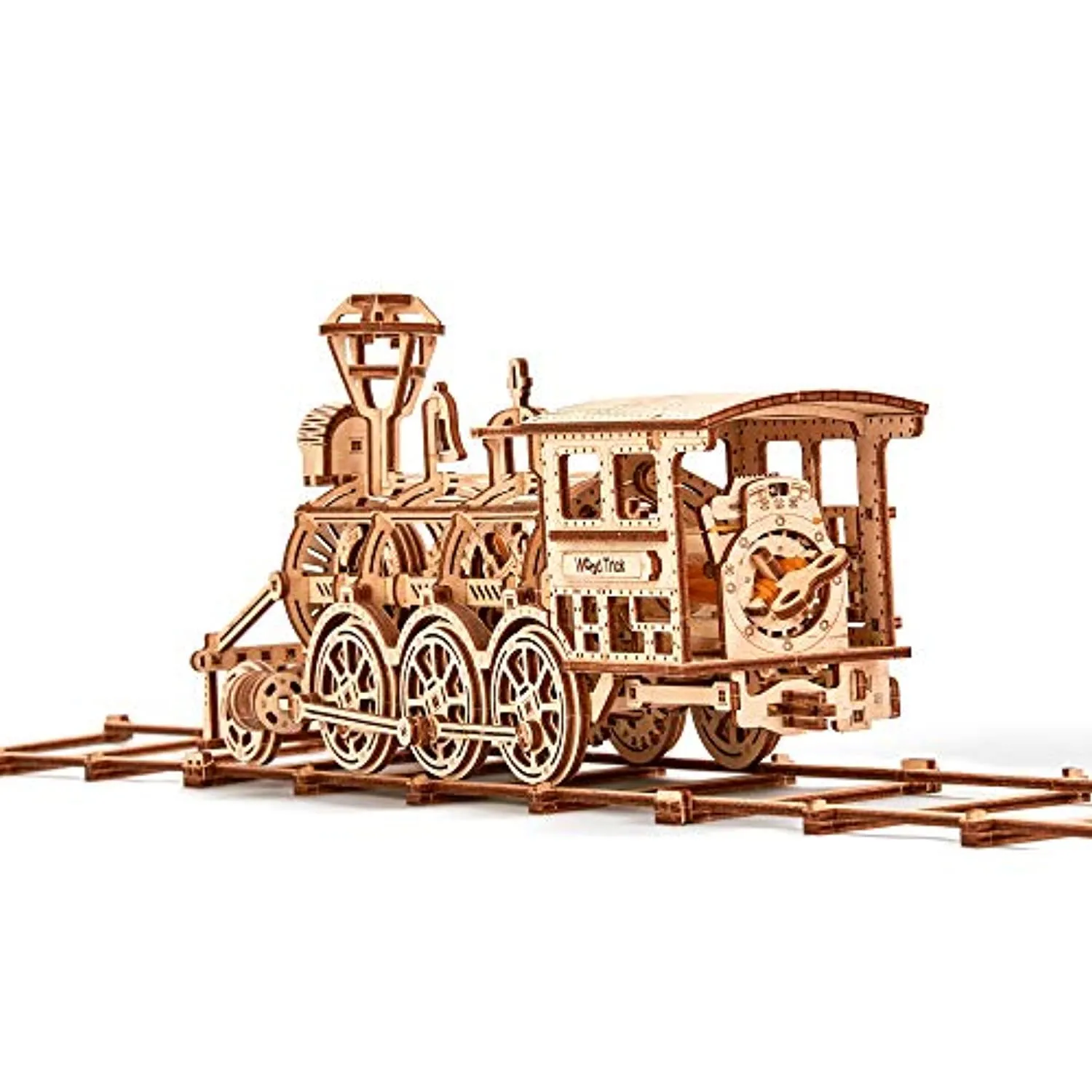 Wooden Toy Train Set with Railway - 34x7″ - Locomotive Train Toy Mechanical Model Kit - 3D Wooden Puzzle