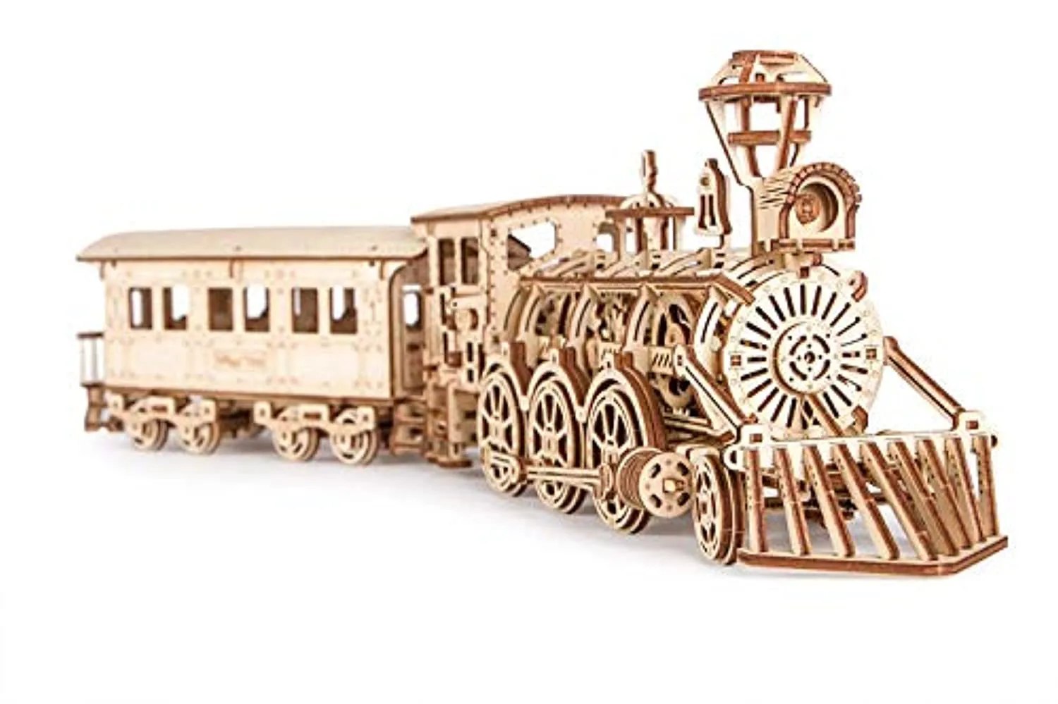 Wooden Toy Train Set with Railway - 34x7″ - Locomotive Train Toy Mechanical Model Kit - 3D Wooden Puzzle